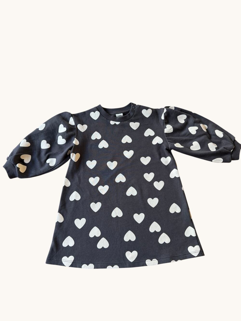 H&M Heart Print Sweatshirt Dress Baby Girl Size 12-18 Months
